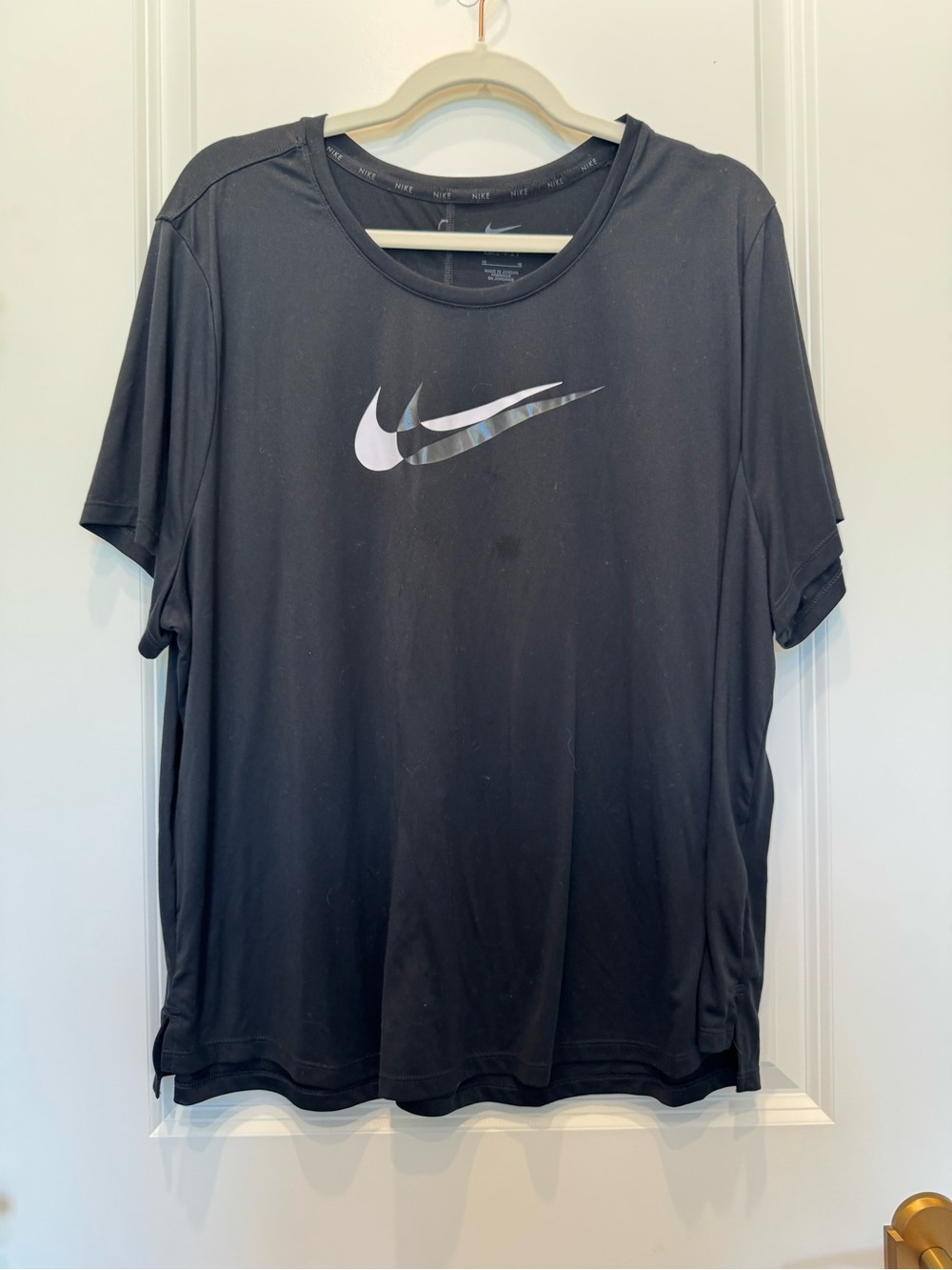 Nike Black Tee with Iridescent Swoosh